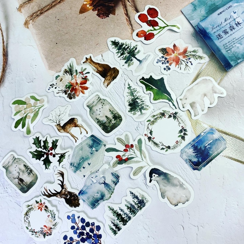 Majestic Elk, Winter Forest, Berries, Mason Jars, 46 Stickers - Picture 10 of 10